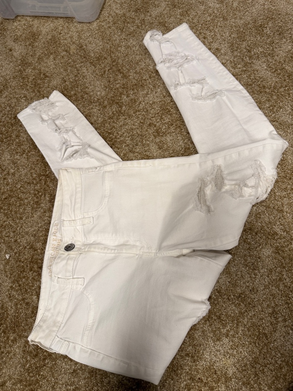 American Eagle Outfitters White Distressed Skinny Jeans